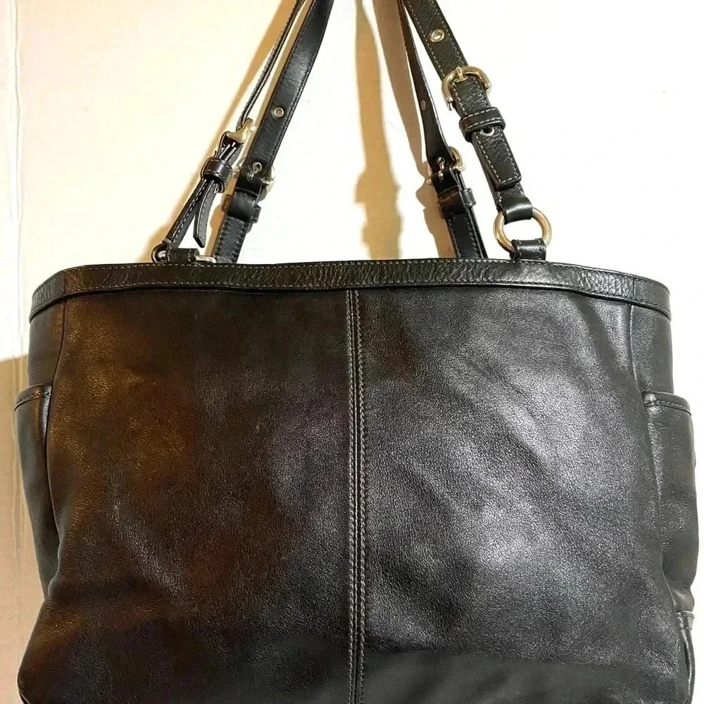 Coach vintage black leather satchel handbag